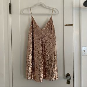 Sequin sparkle rose gold copper dress